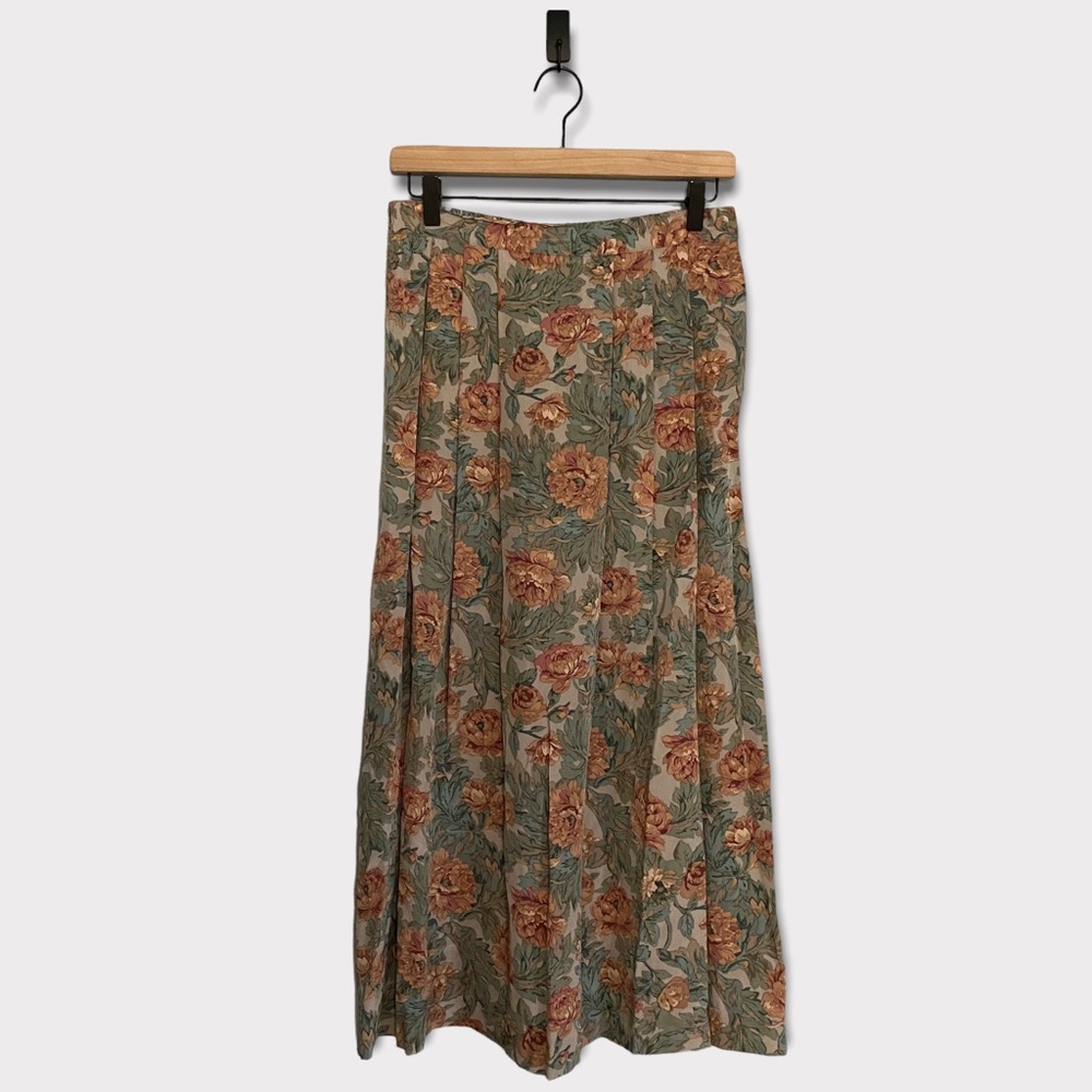 Vintage Talbots Floral Rose Print Silk Skirt